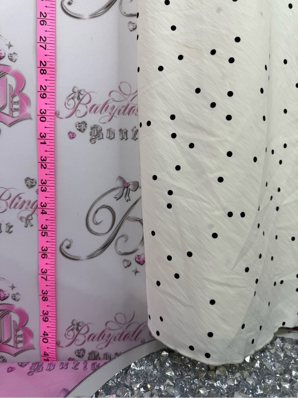 Simons ICONE dress dotted Cream Slip Dress with Black Polka Dots - Picture 4 of 11